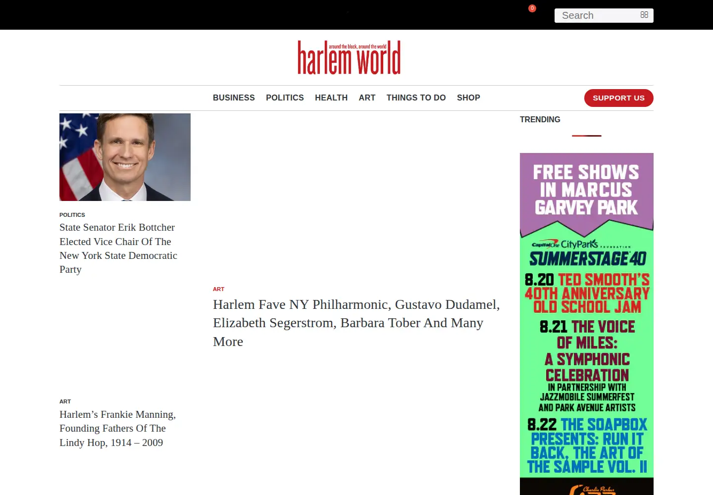 Screenshot of harlemworldmagazine.com