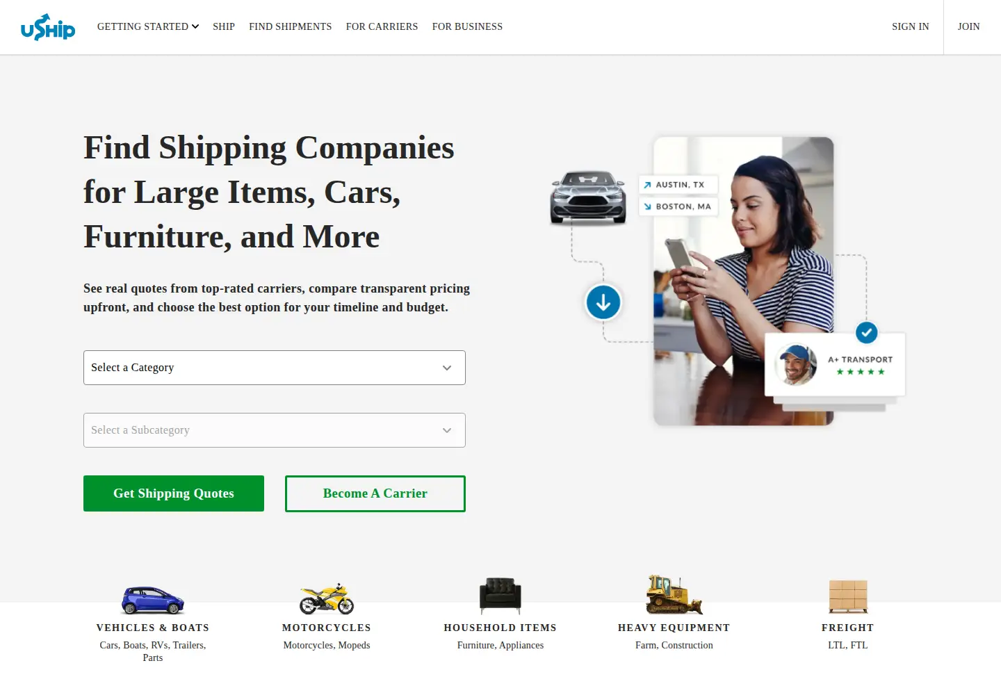 Screenshot of uship.com