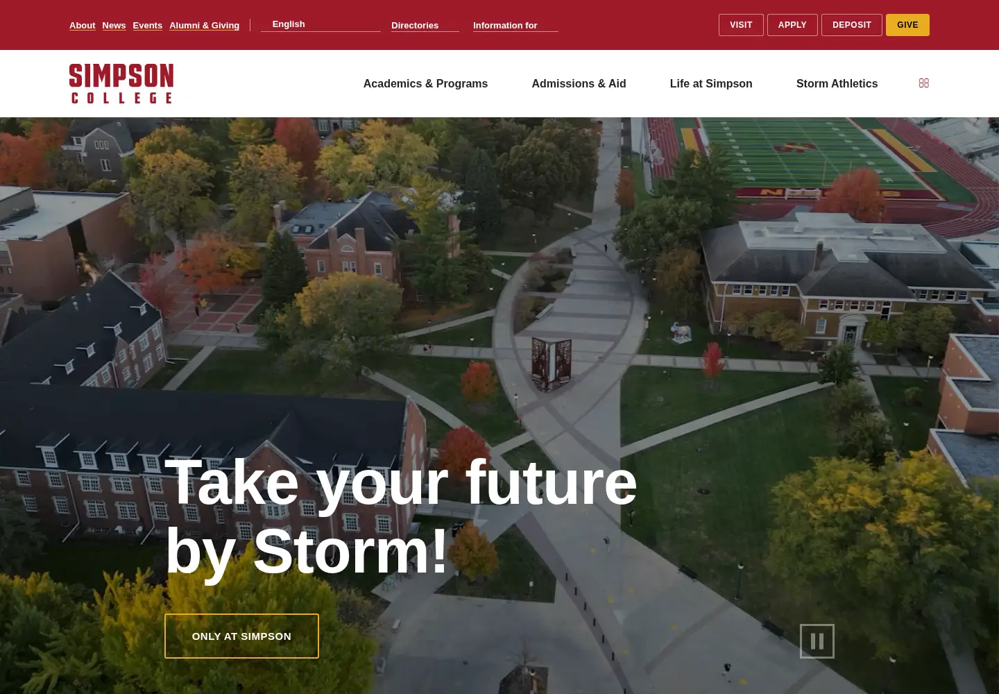Screenshot of simpson.edu