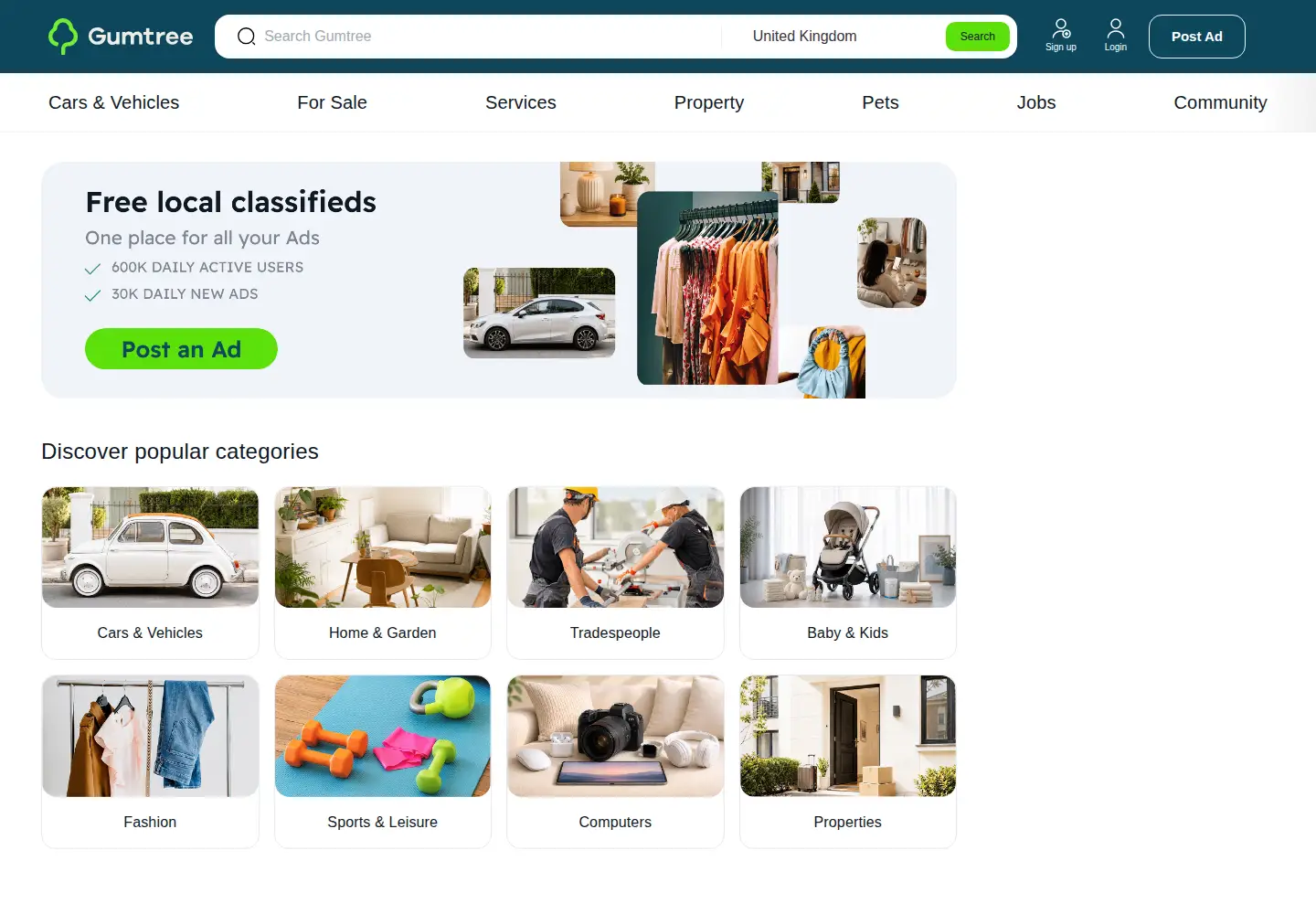 Screenshot of gumtree.com
