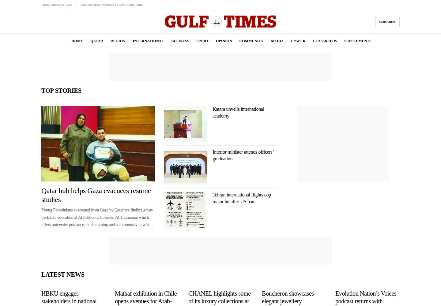 Screenshot of gulf-times.com
