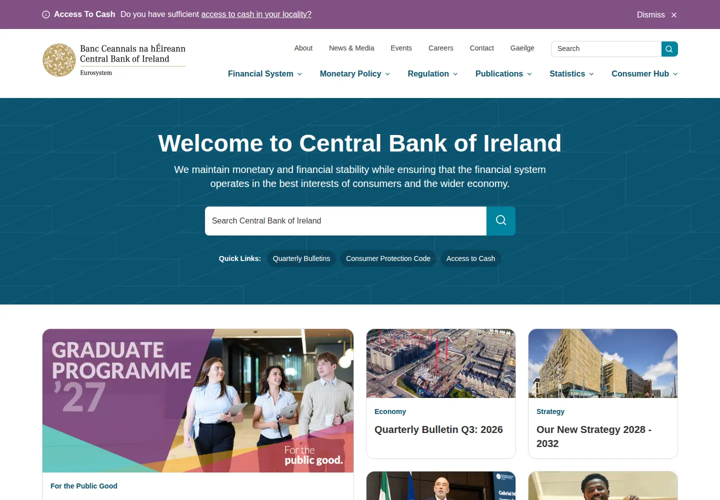 Screenshot of centralbank.ie