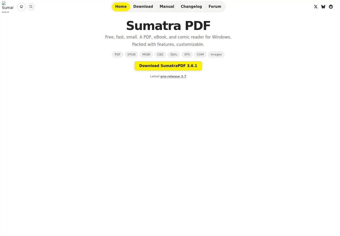 Screenshot of sumatrapdfreader.org