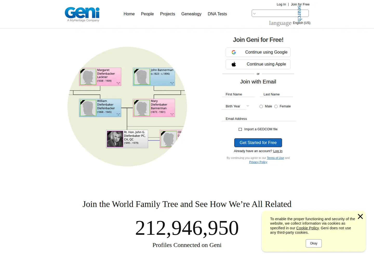 Screenshot of geni.com