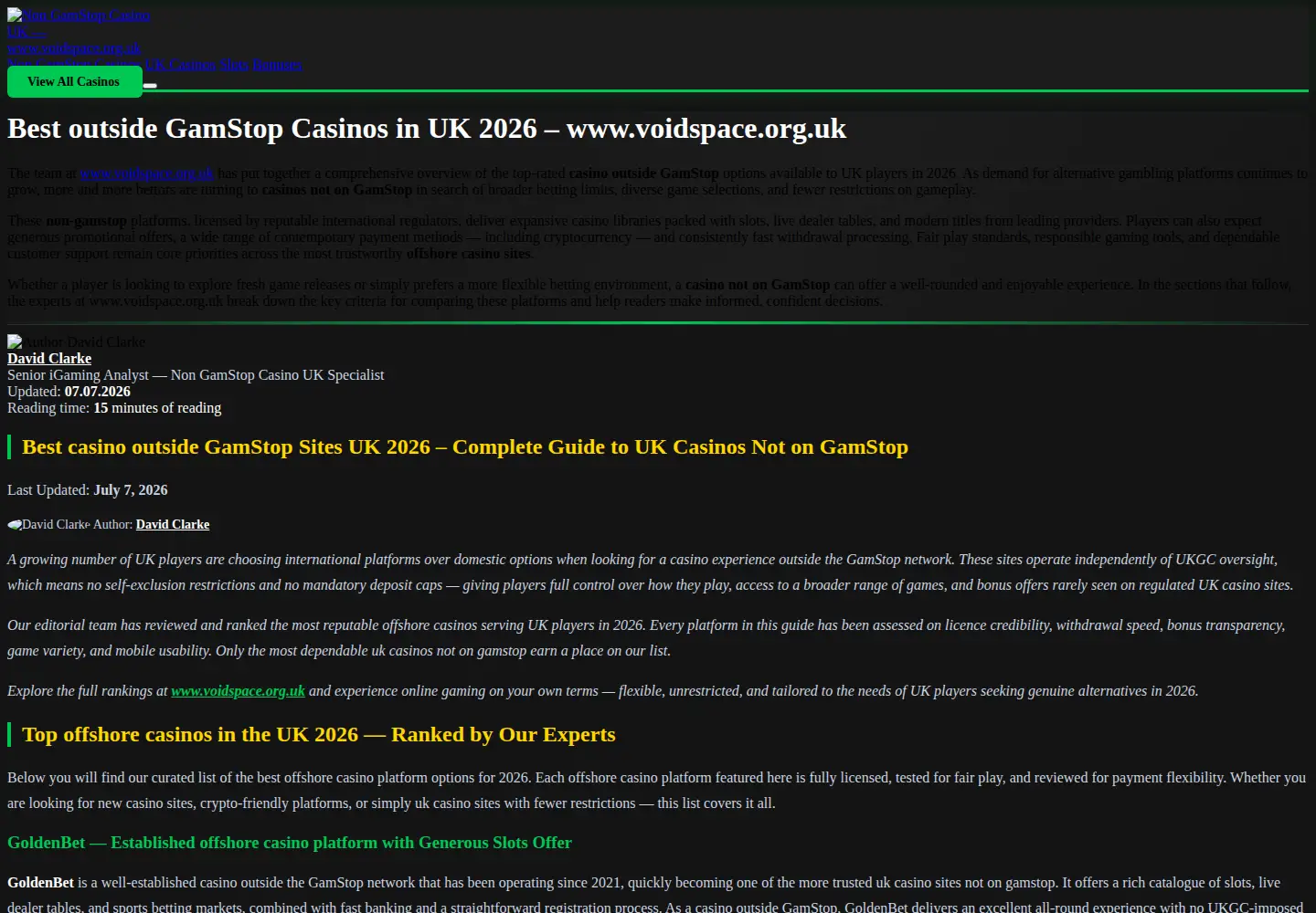 Screenshot of voidspace.org.uk