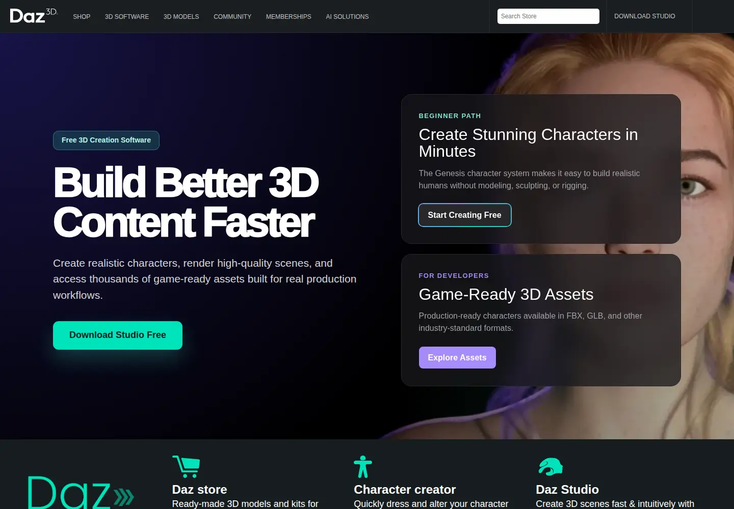 Screenshot of daz3d.com