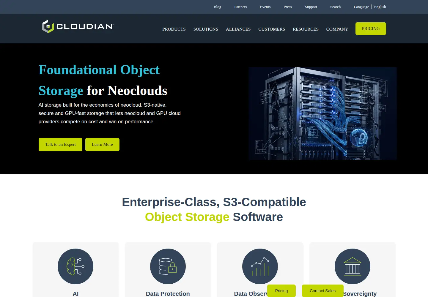 Screenshot of cloudian.com