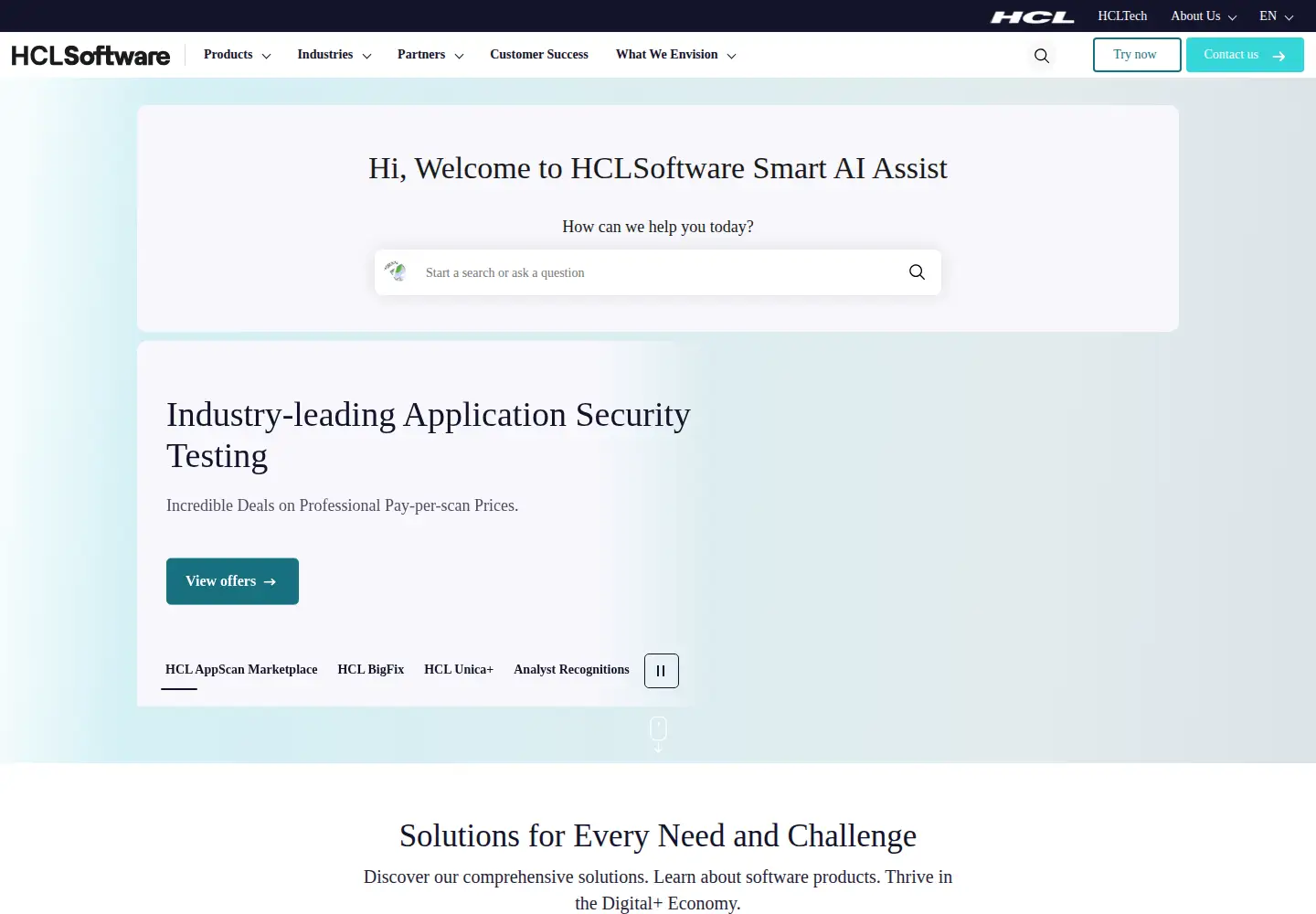 Screenshot of hcl-software.com