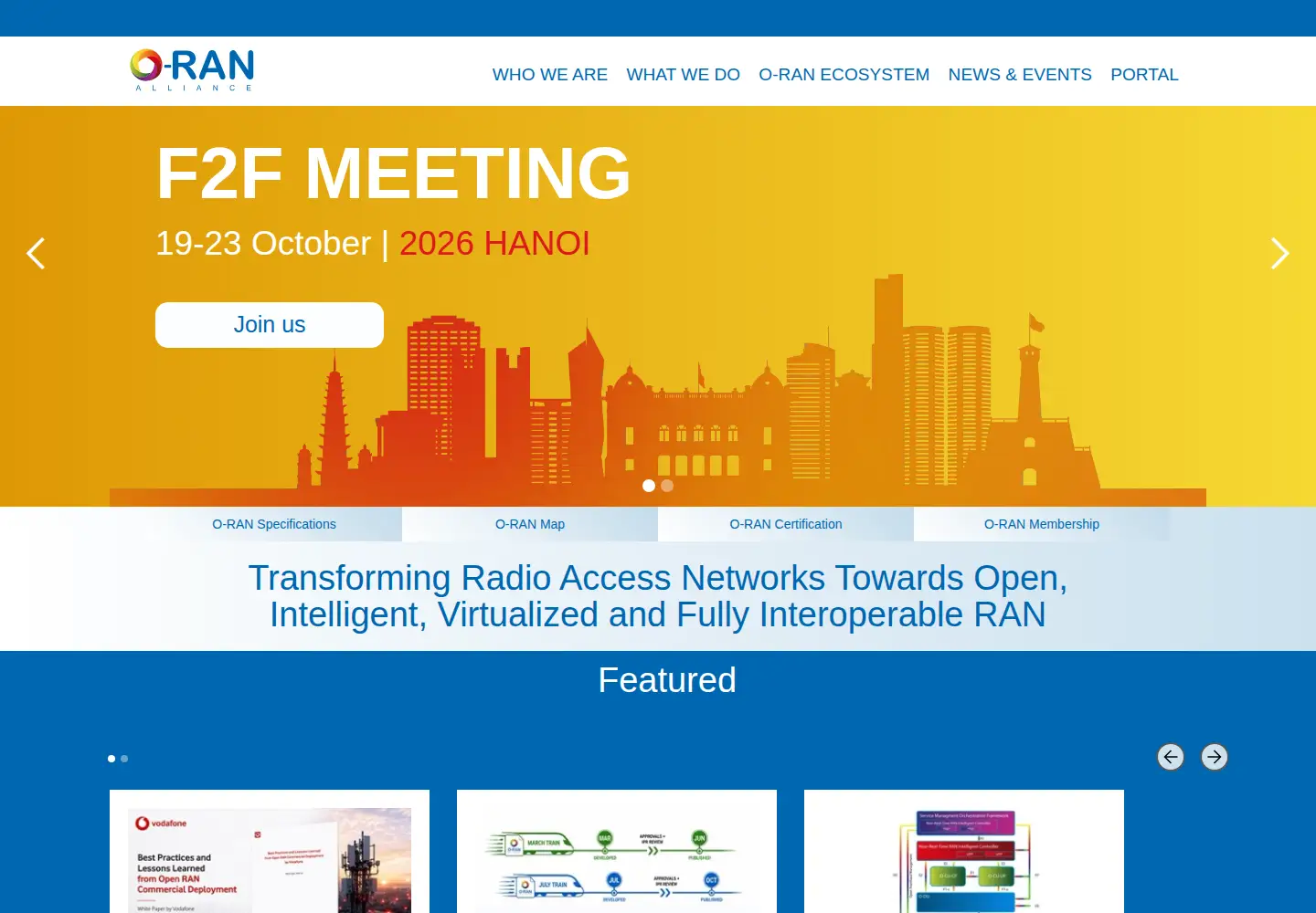 Screenshot of o-ran.org