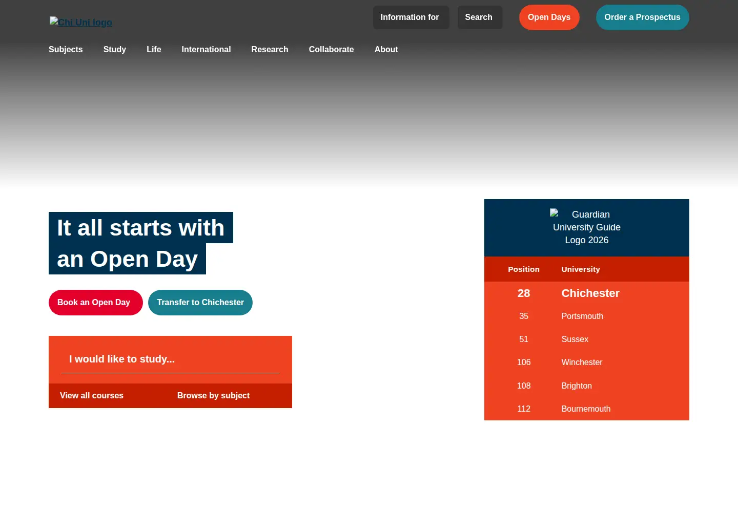 Screenshot of chi.ac.uk