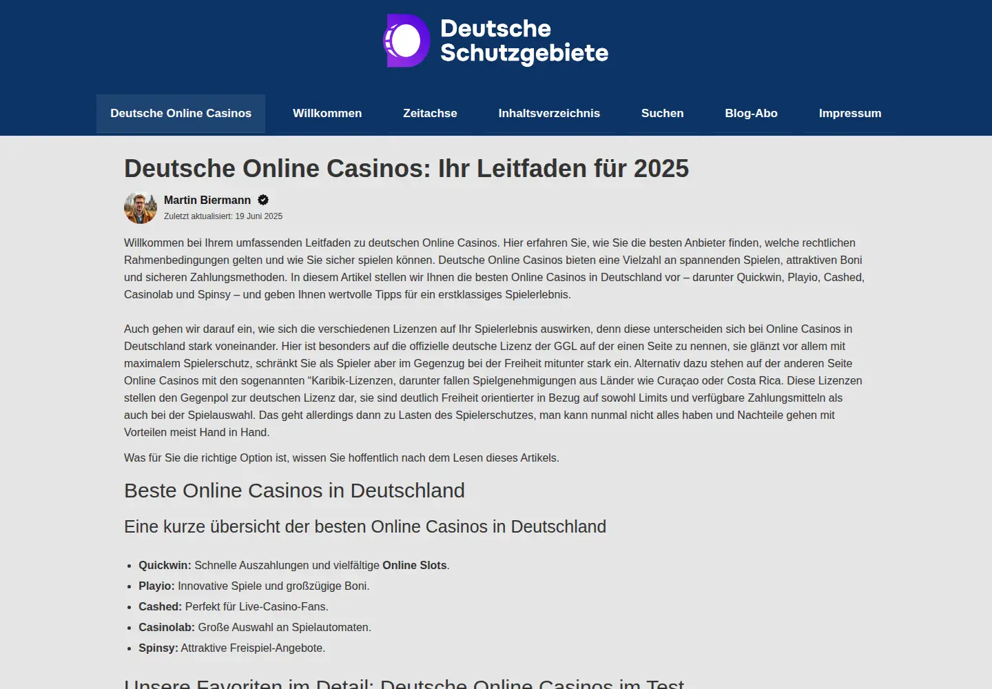 Screenshot of deutsche-schutzgebiete.de