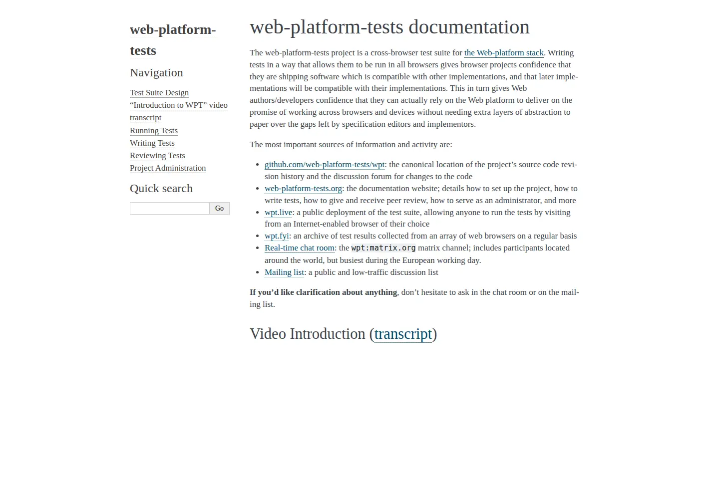 Screenshot of web-platform-tests.org