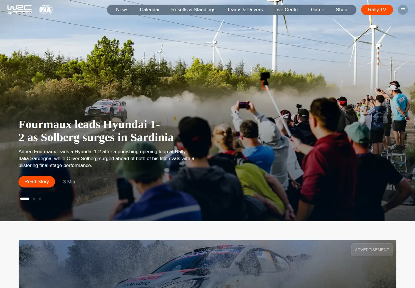 Screenshot of wrc.com