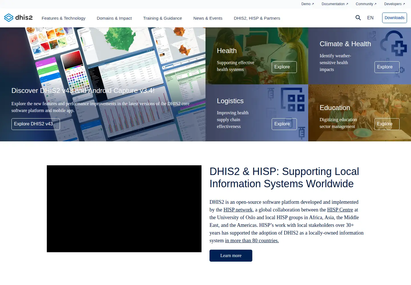 Screenshot of dhis2.org