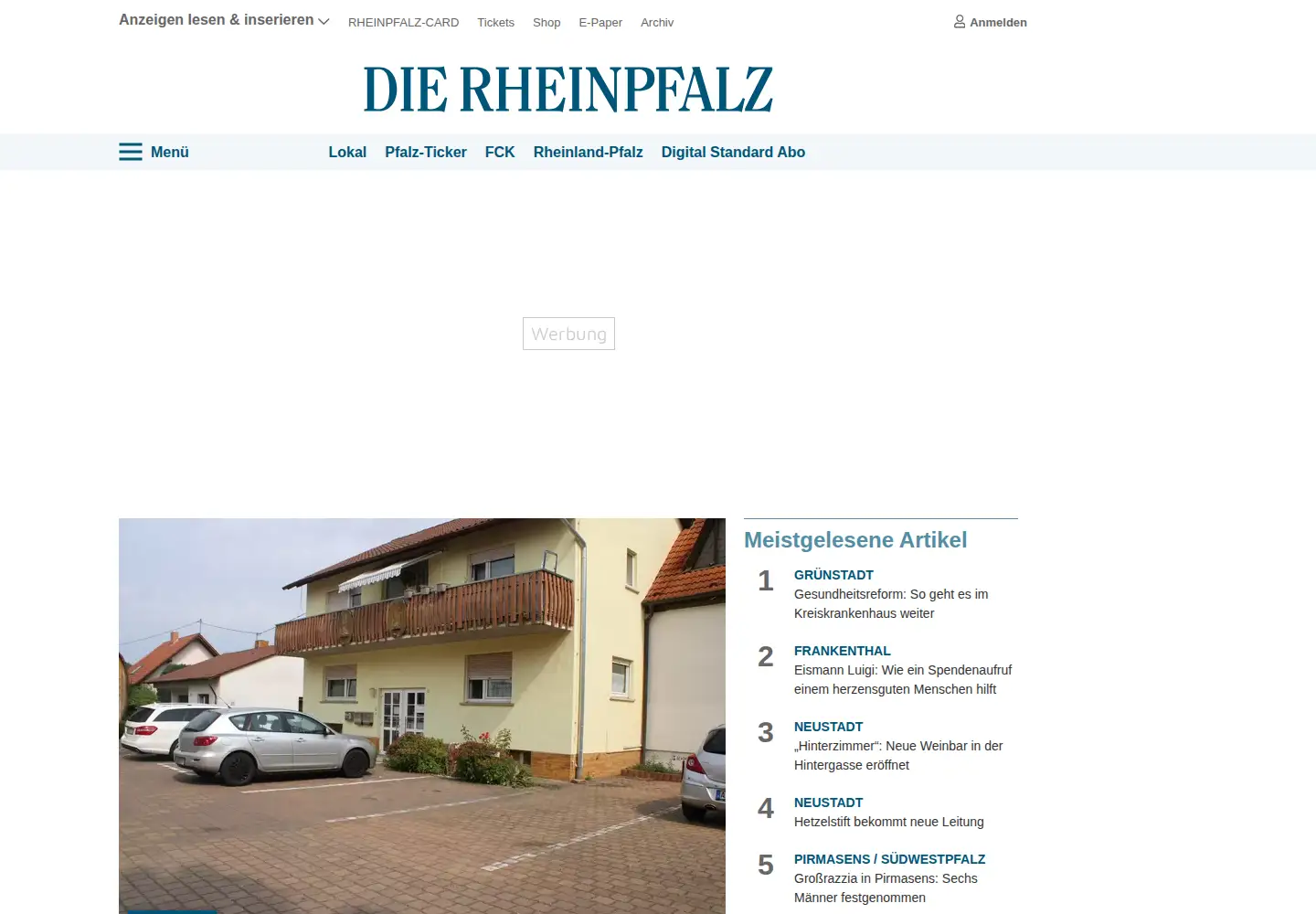 Screenshot of rheinpfalz.de