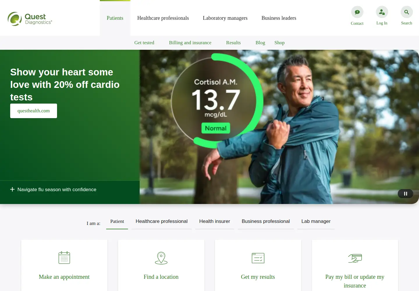 Screenshot of questdiagnostics.com