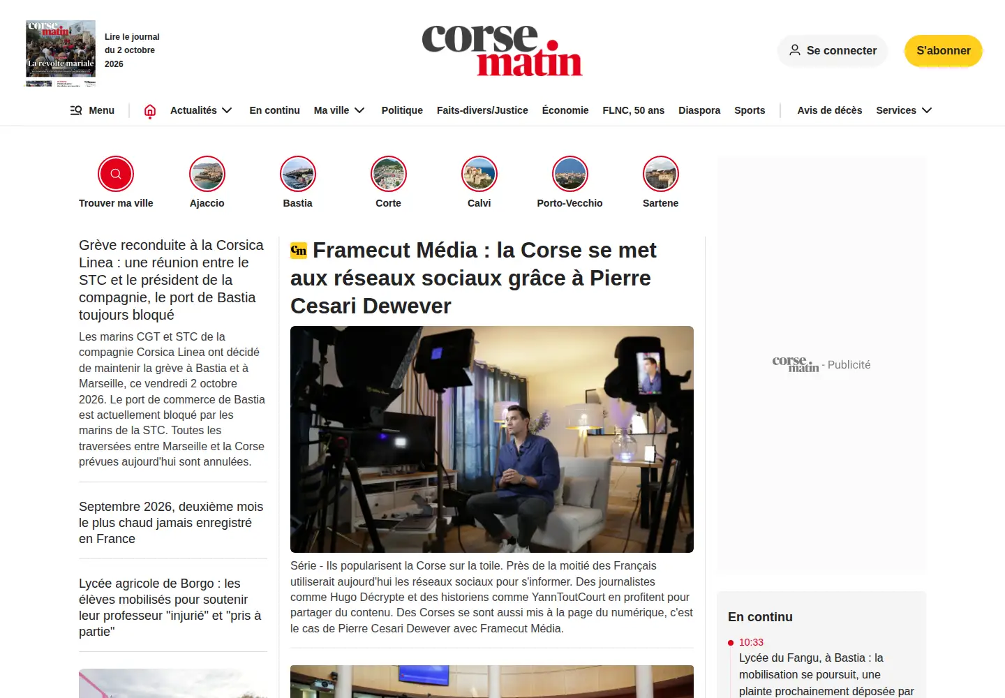 Screenshot of corsematin.com