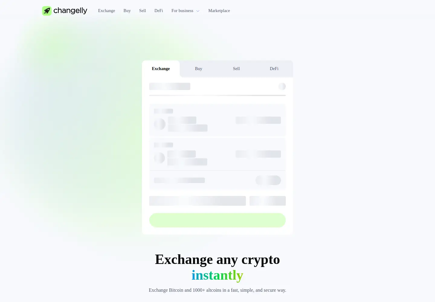 Screenshot of changelly.com
