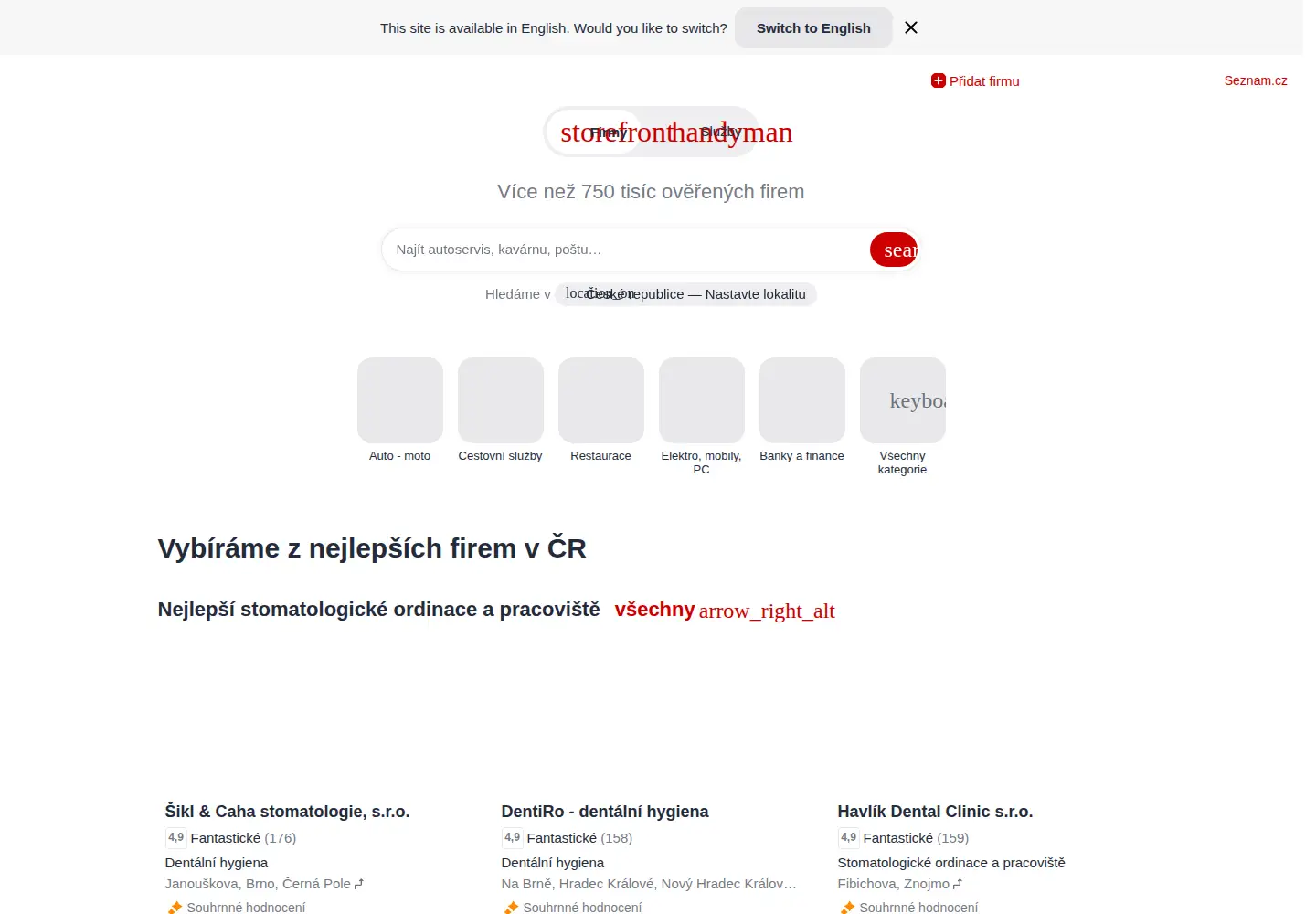 Screenshot of firmy.cz