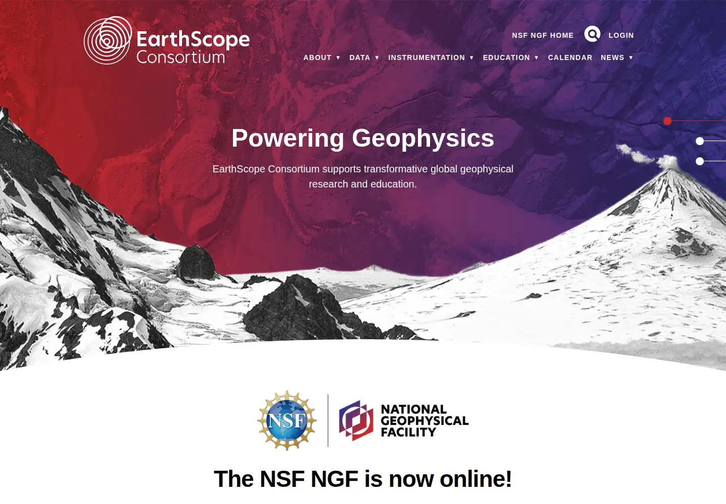 Screenshot of earthscope.org