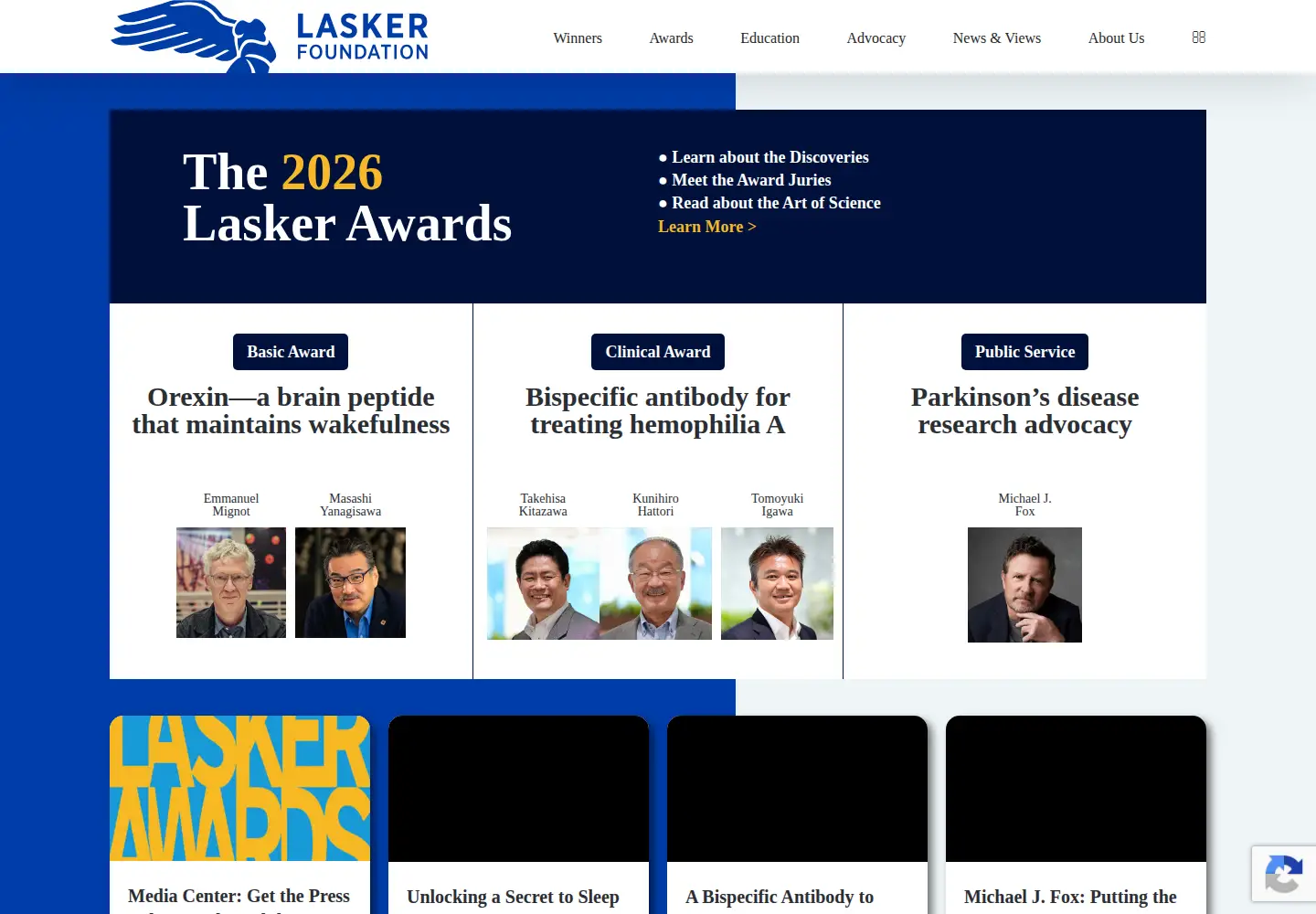 Screenshot of laskerfoundation.org