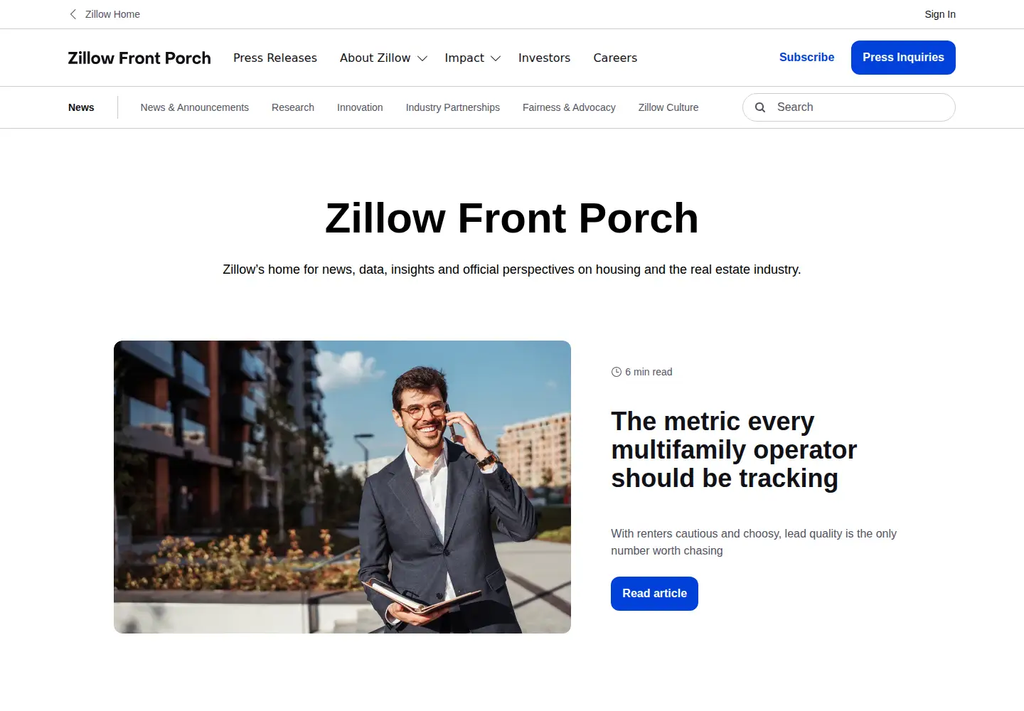 Screenshot of zillowgroup.com
