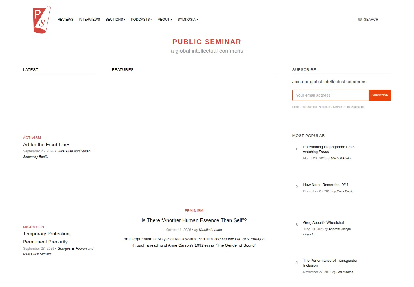Screenshot of publicseminar.org