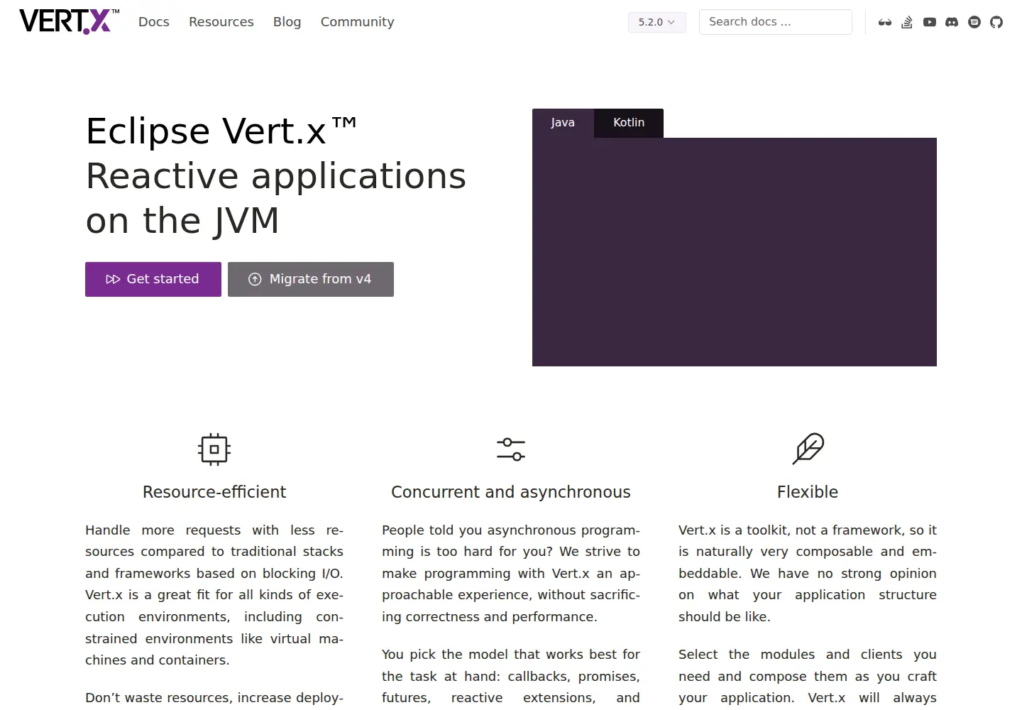 Screenshot of vertx.io