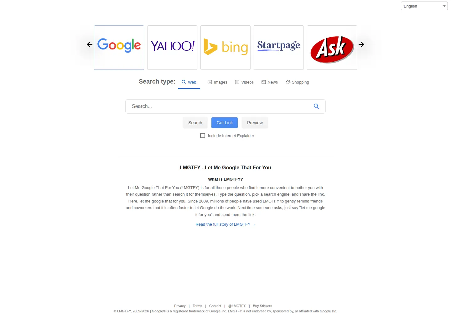 Screenshot of lmgtfy.app