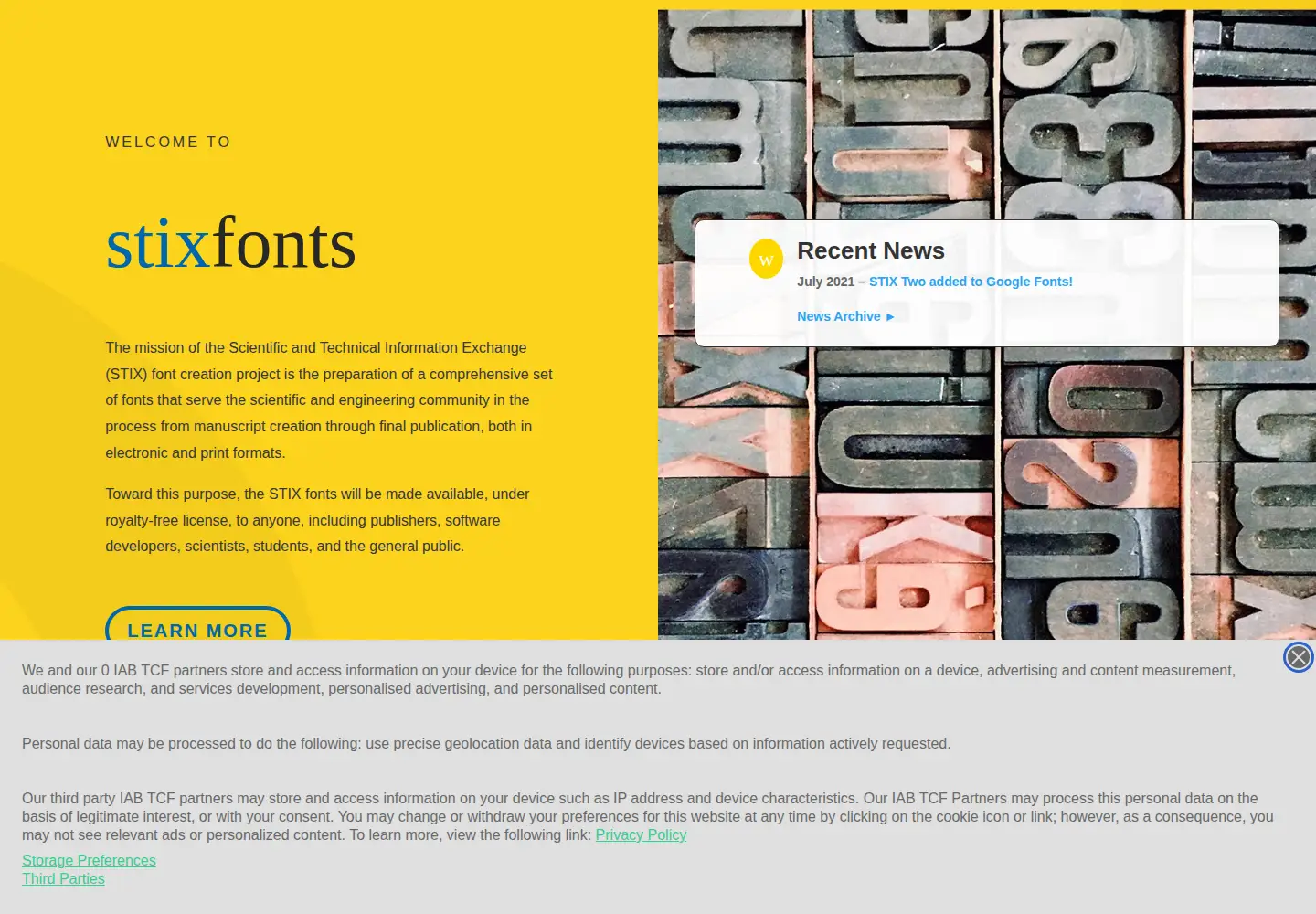Screenshot of stixfonts.org