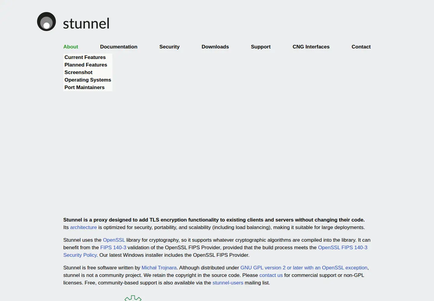 Screenshot of stunnel.org