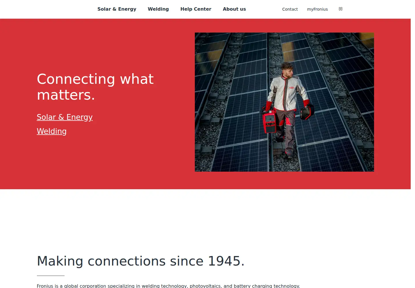 Screenshot of fronius.com