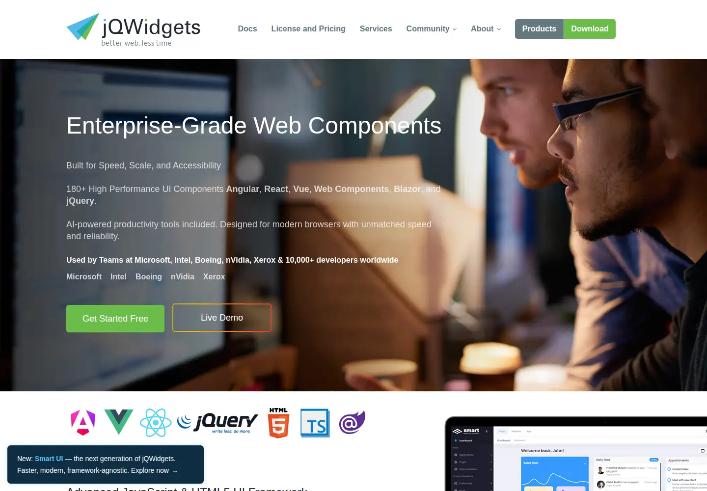 Screenshot of jqwidgets.com