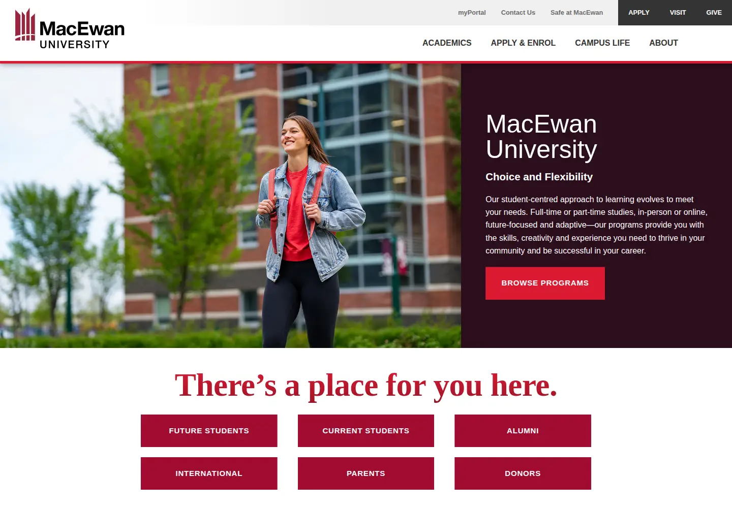 Screenshot of macewan.ca