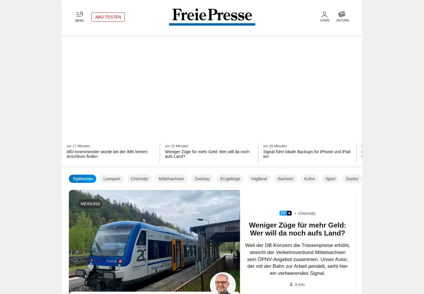 Screenshot of freiepresse.de