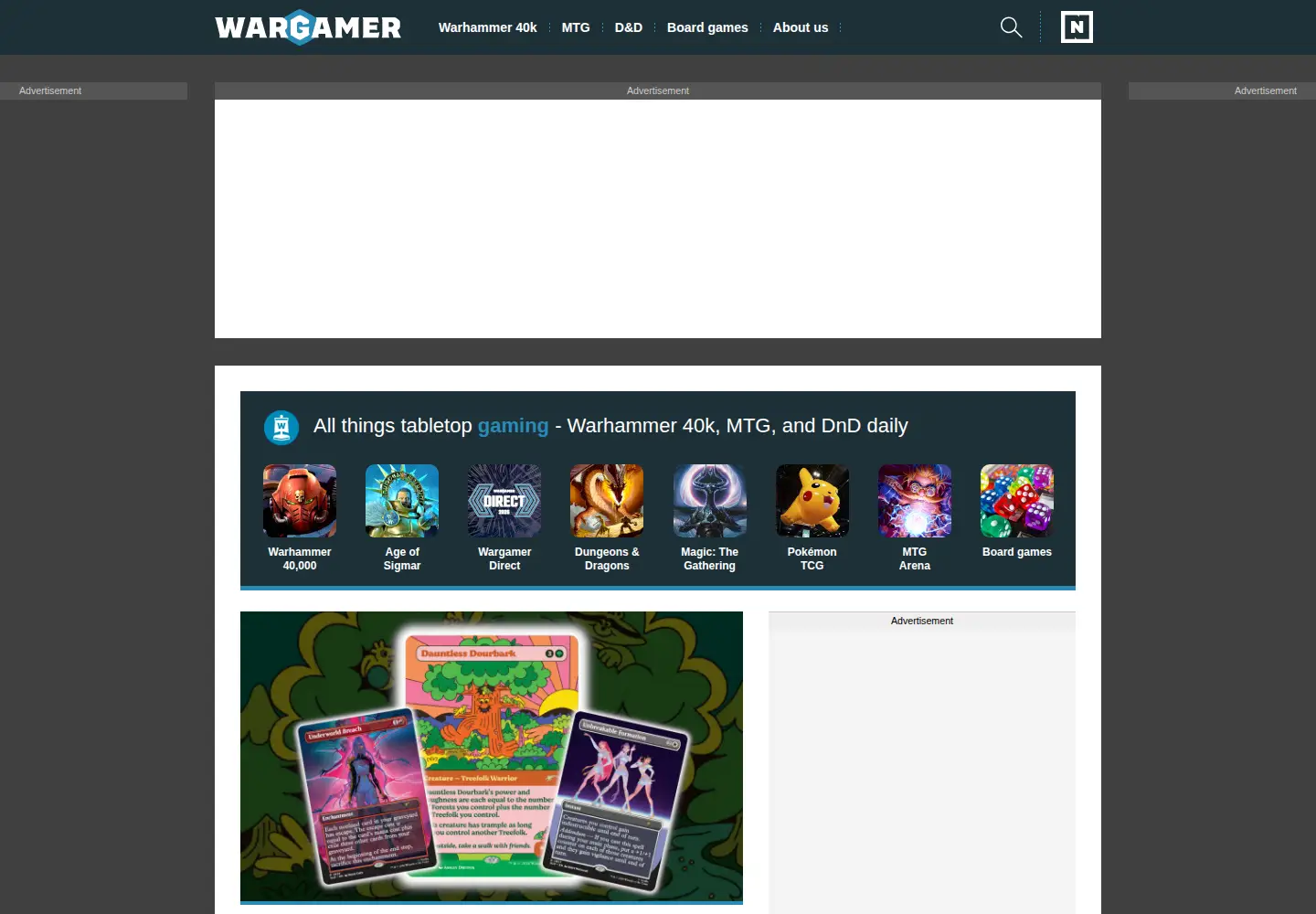 Screenshot of wargamer.com