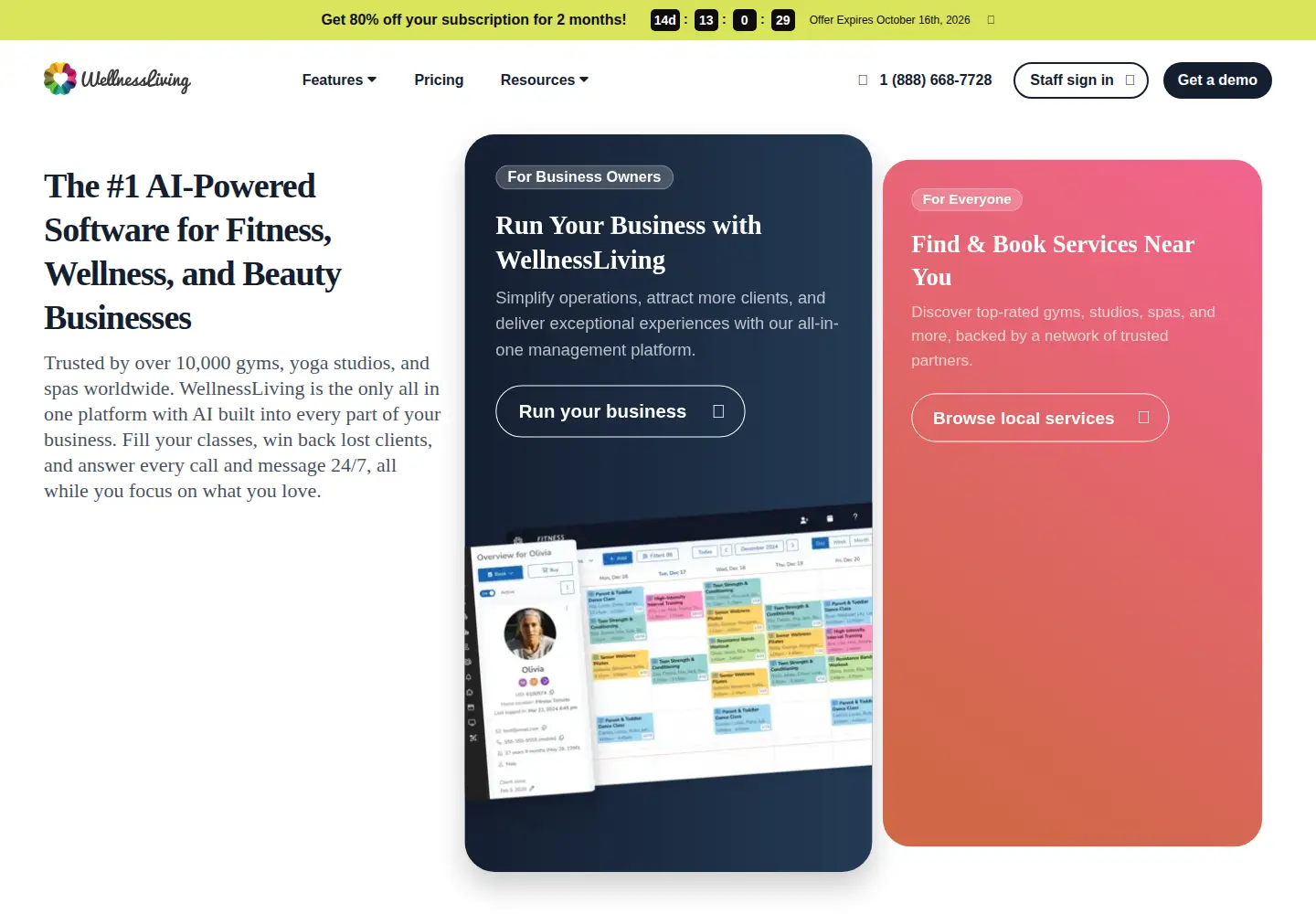 Screenshot of wellnessliving.com