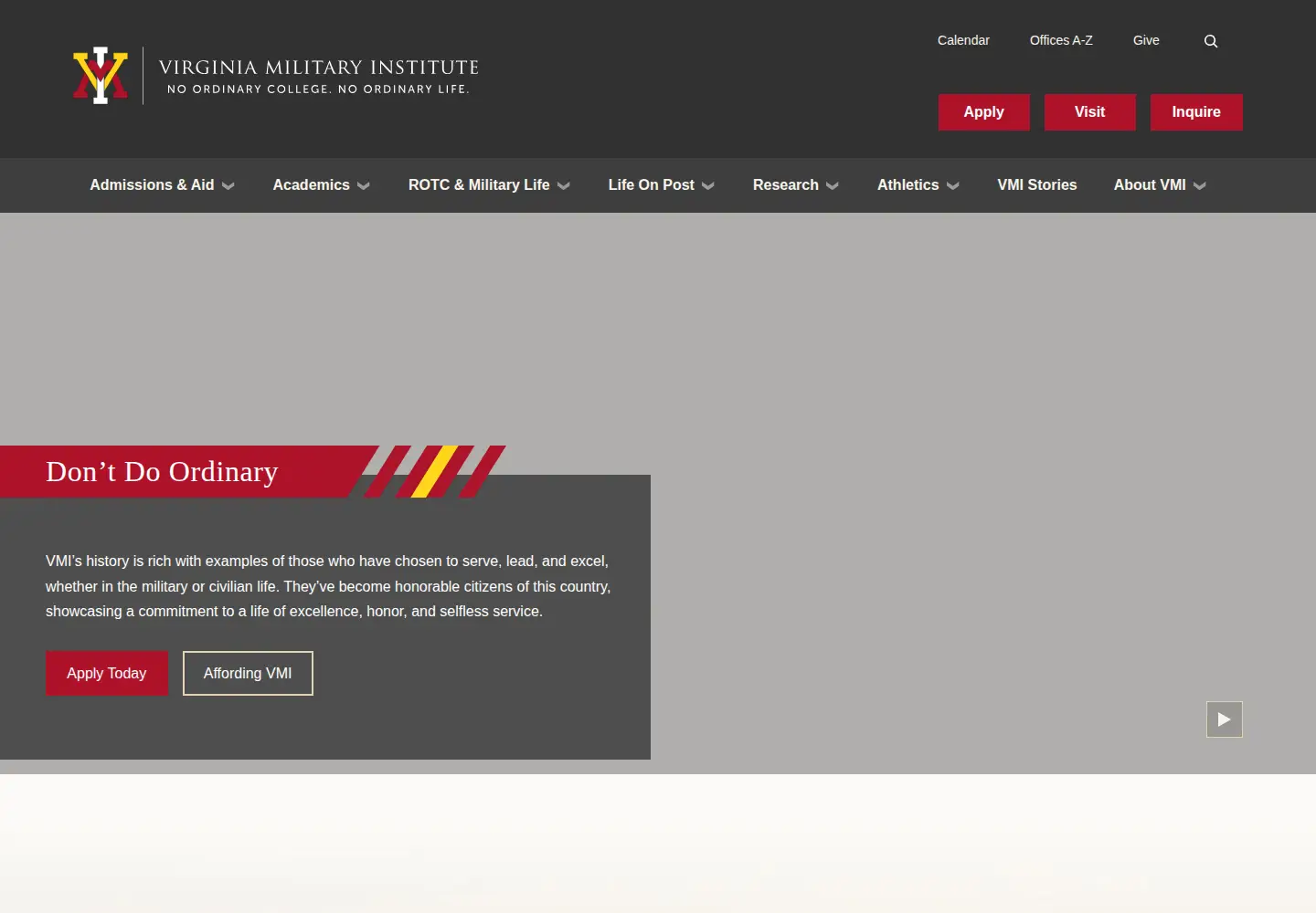 Screenshot of vmi.edu