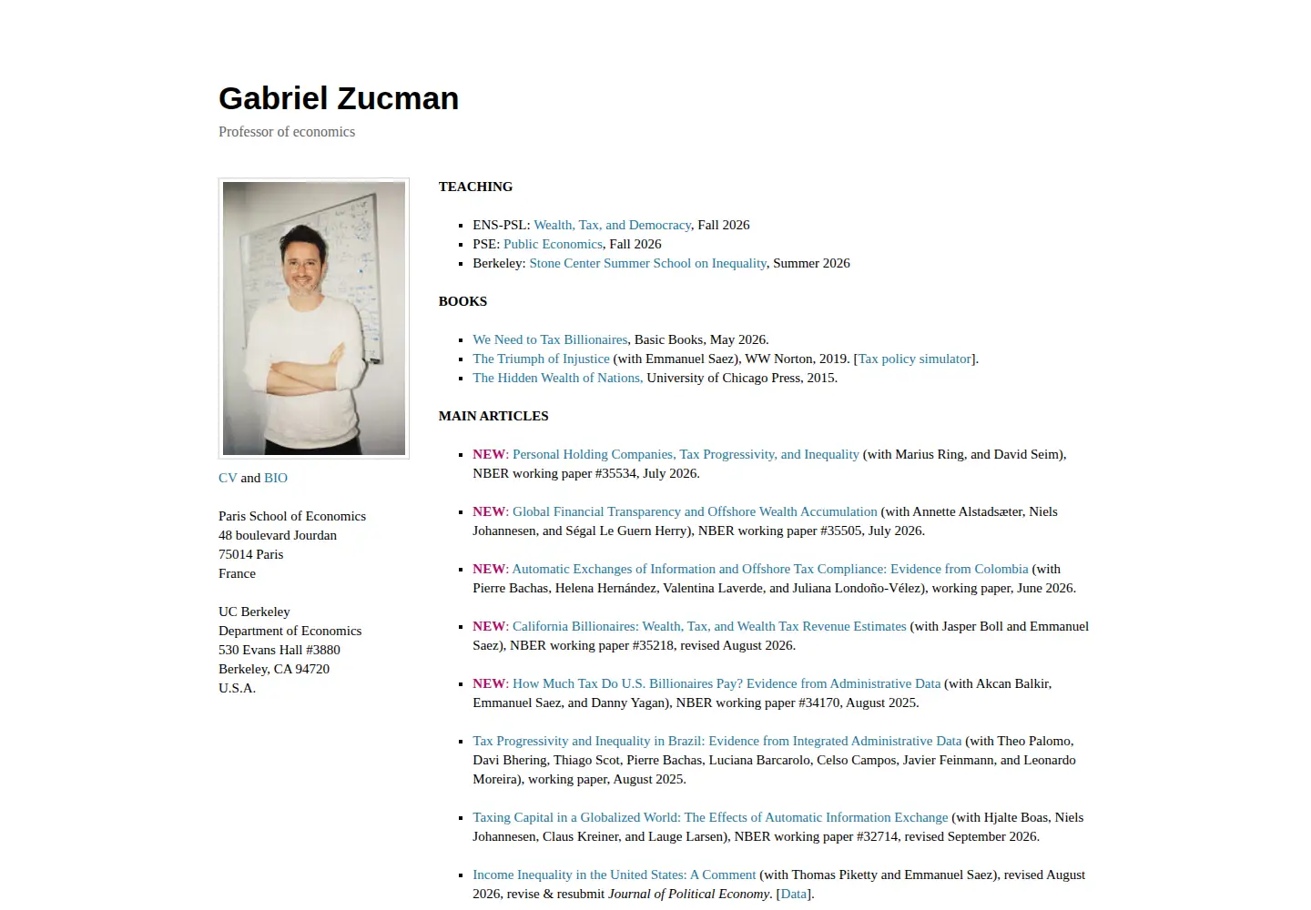 Screenshot of gabriel-zucman.eu