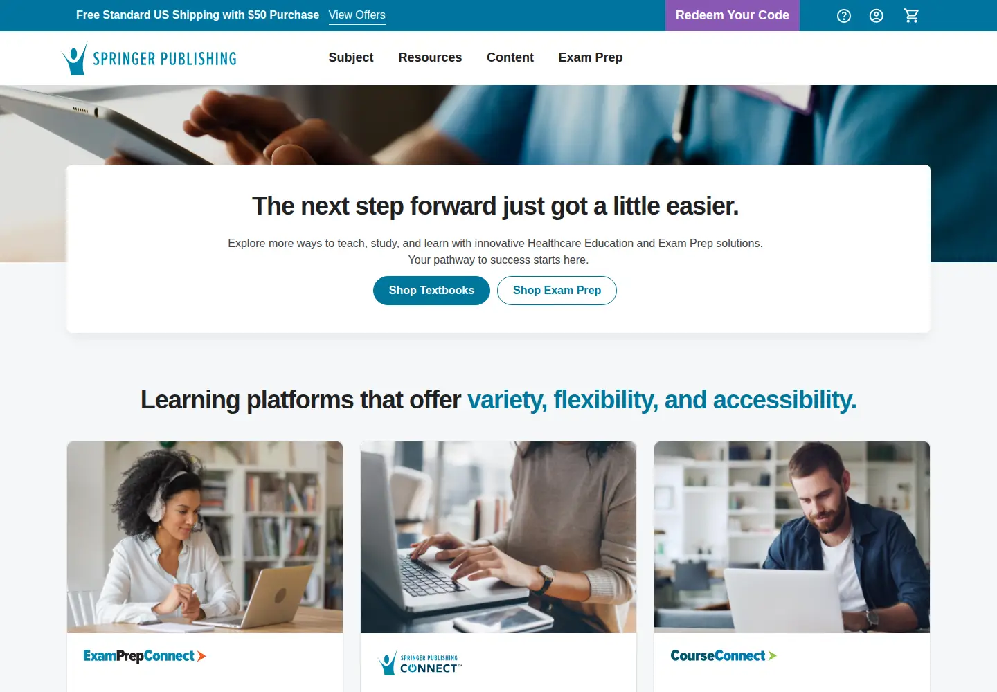 Screenshot of springerpub.com