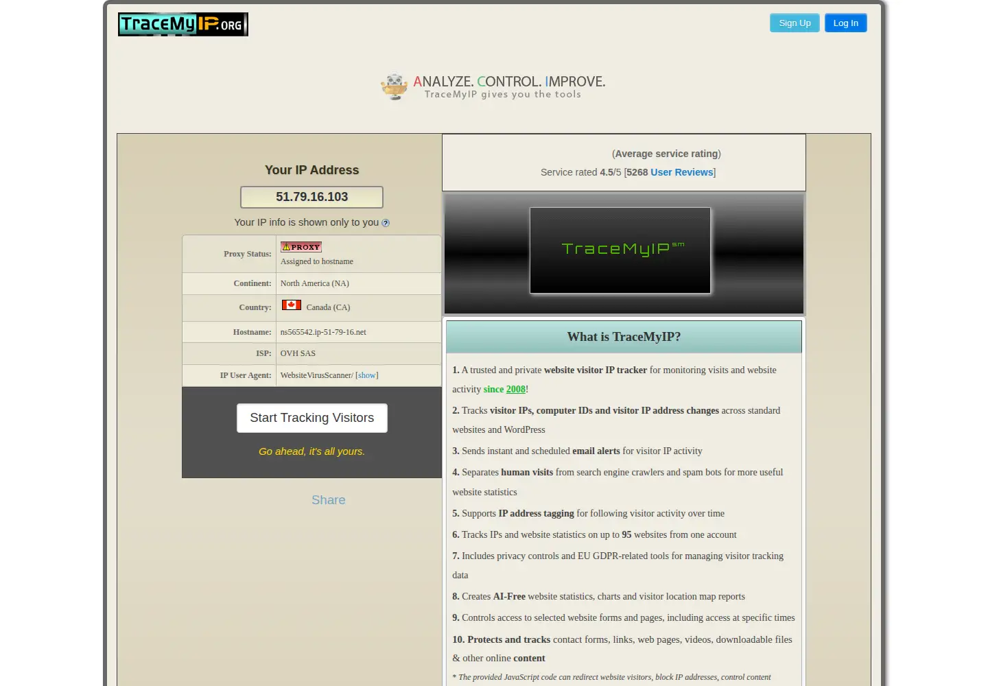 Screenshot of tracemyip.org