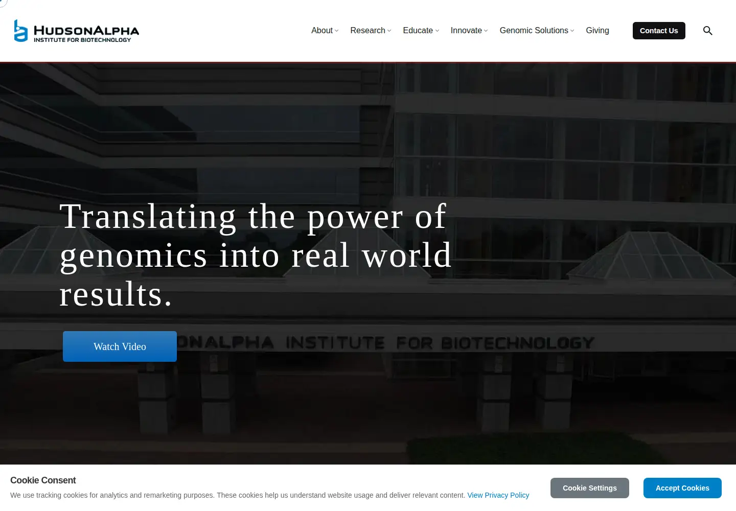 Screenshot of hudsonalpha.org