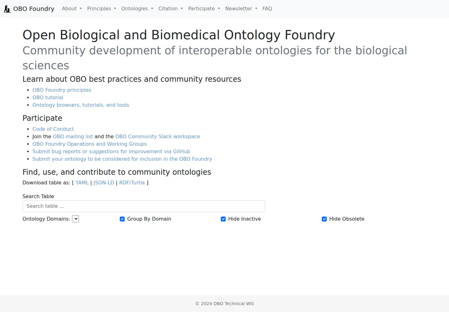 Screenshot of obofoundry.org