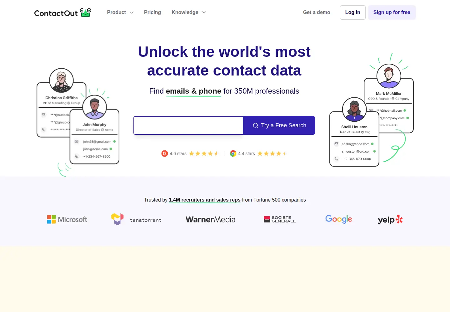 Screenshot of contactout.com