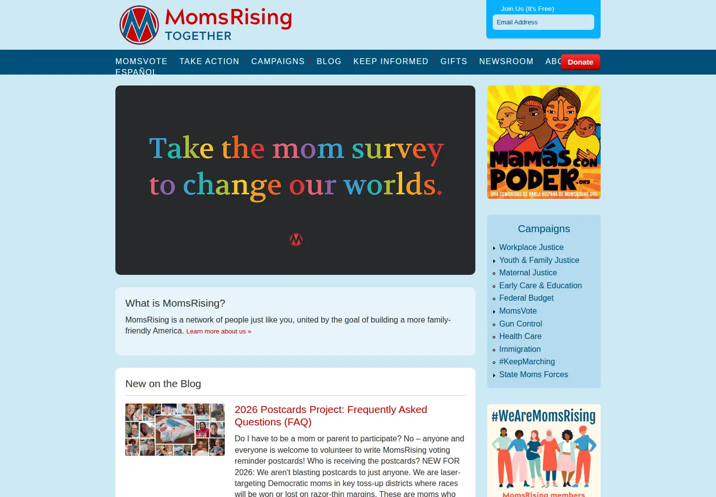 Screenshot of momsrising.org
