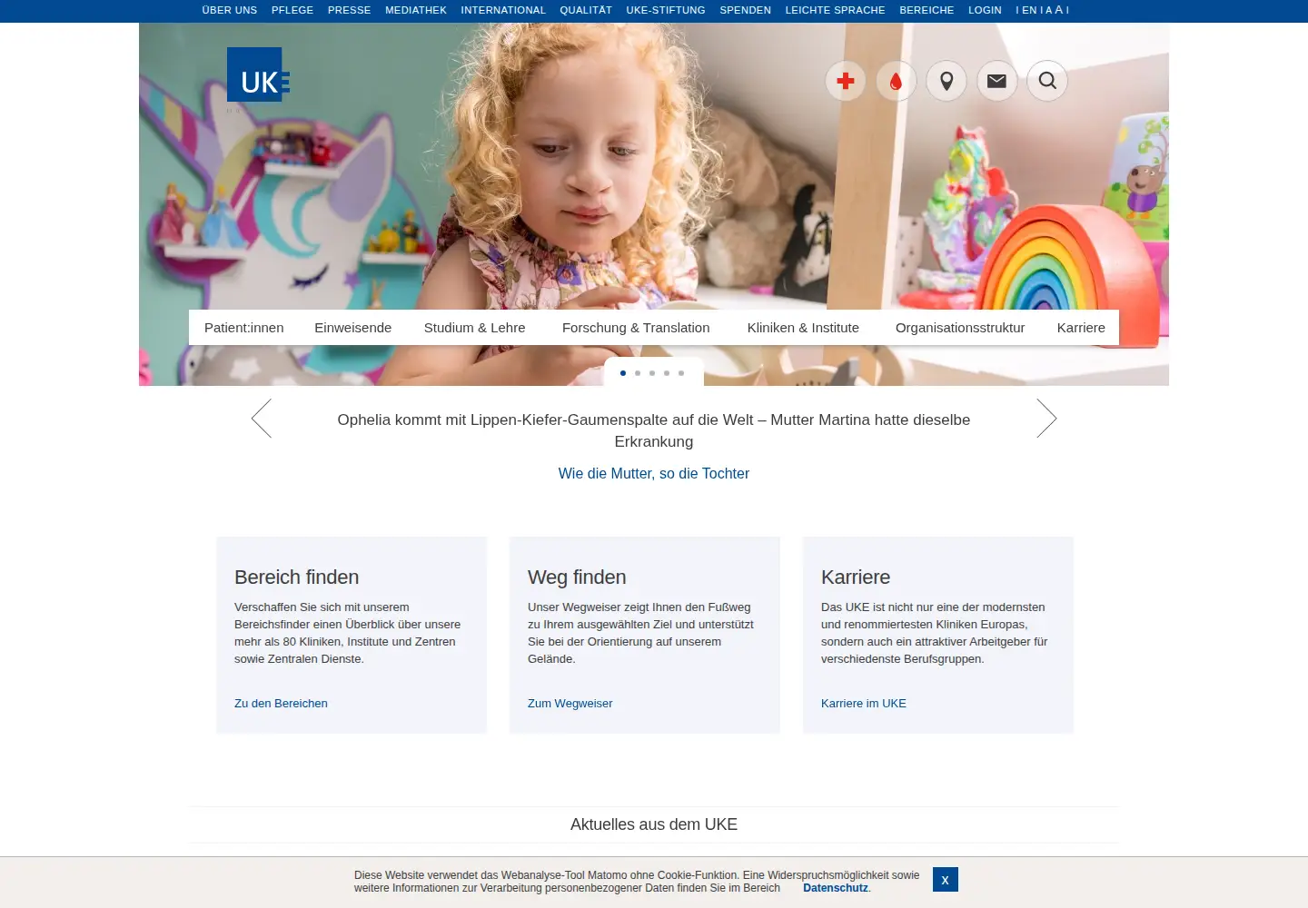 Screenshot of uke.de