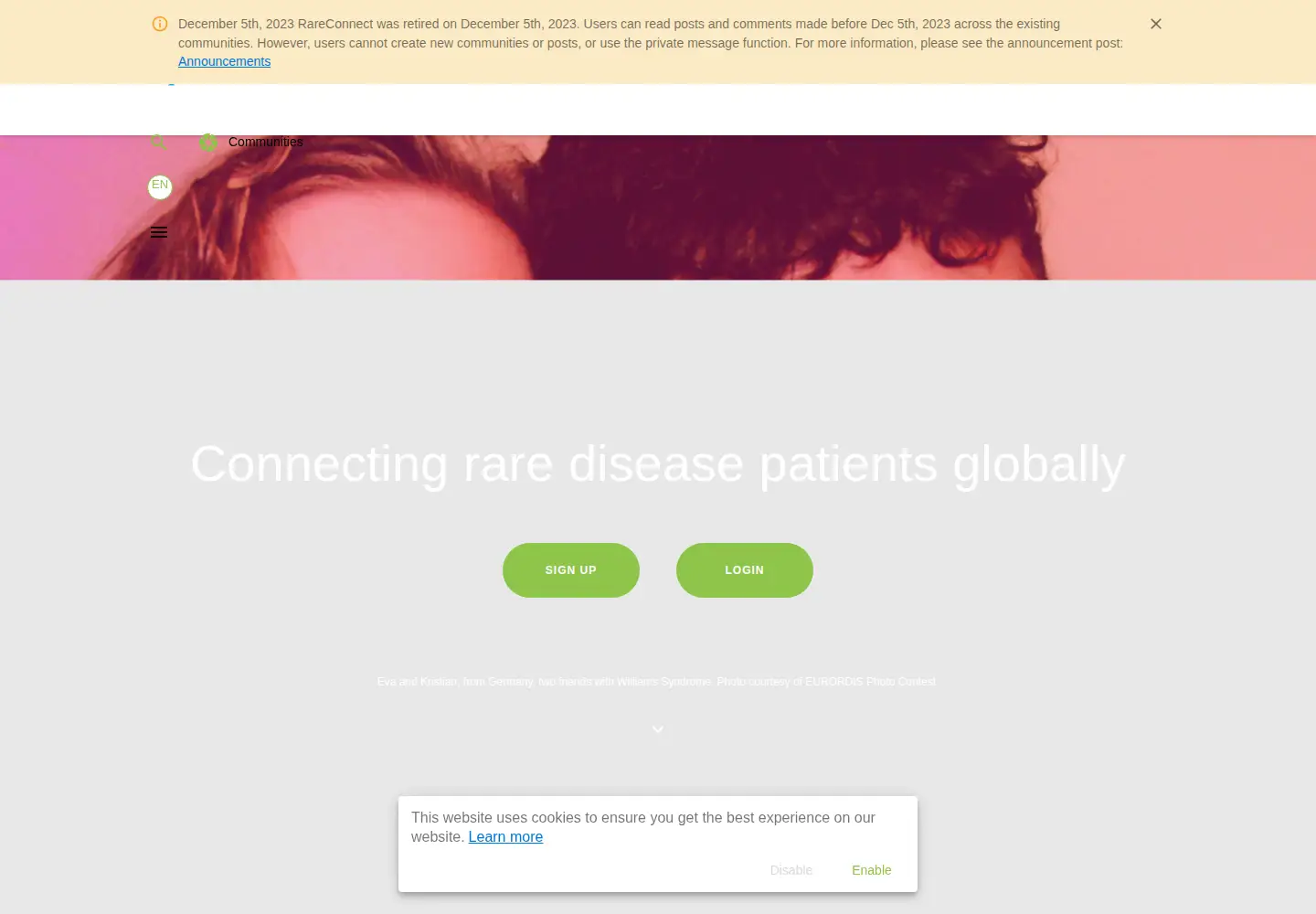 Screenshot of rareconnect.org