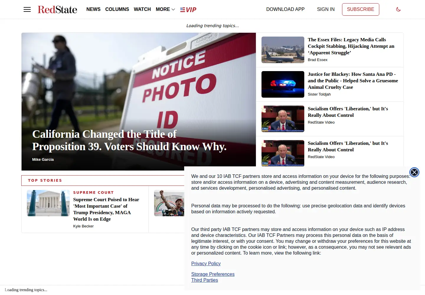 Screenshot of redstate.com