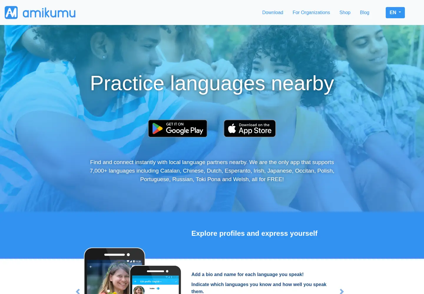 Screenshot of amikumu.com