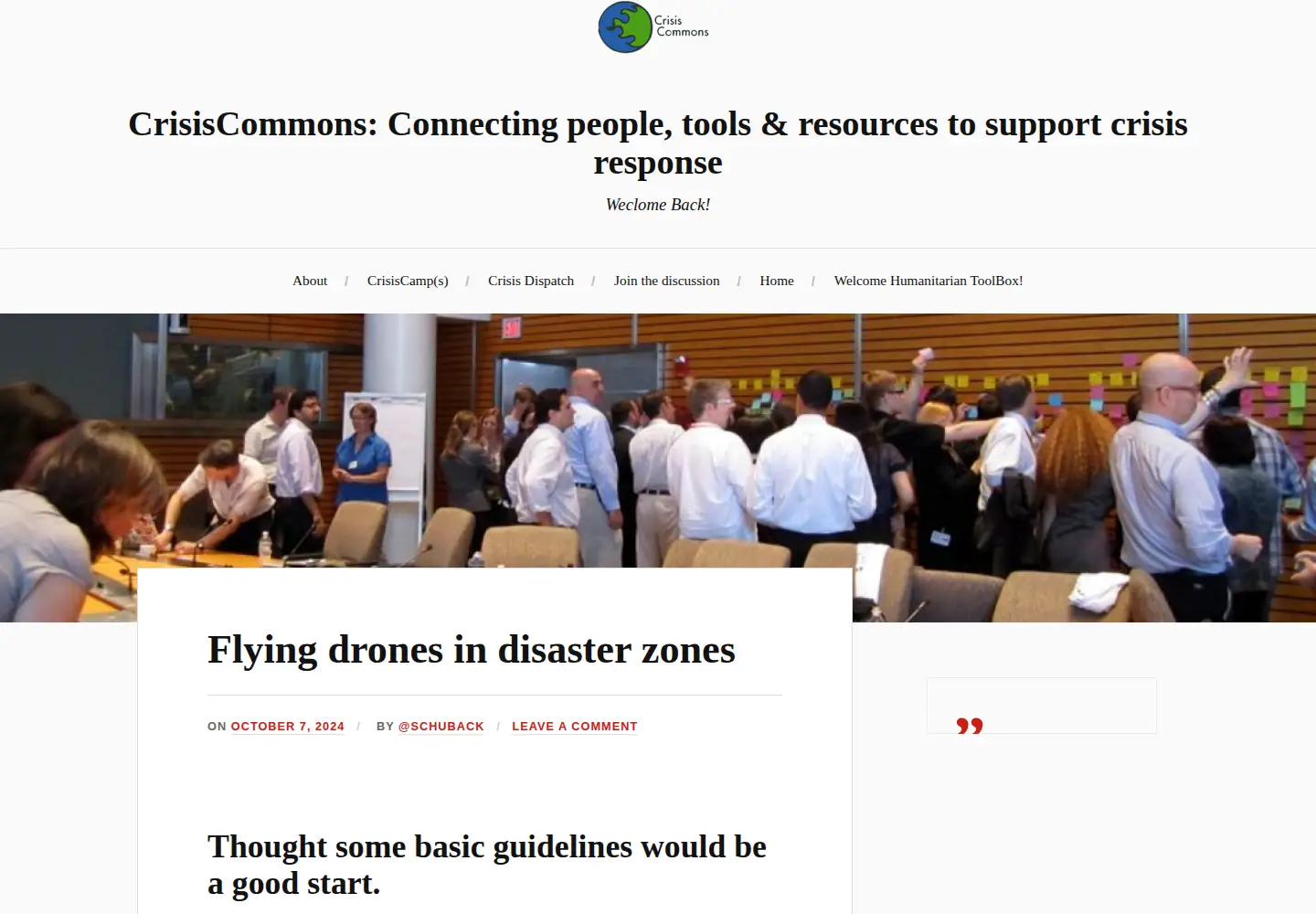 Screenshot of crisiscommons.org